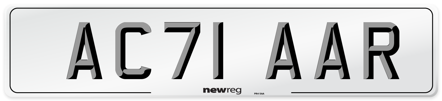 AC71 AAR Number Plate from New Reg